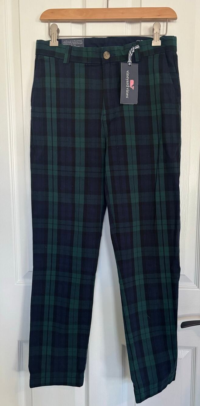 NWT Vineyard Vines Boys Size 16 Charleston Green Fall Plaid Pants